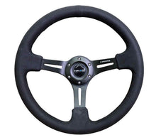 Load image into Gallery viewer, NRG Reinforced Sport Steering Wheel 350mm 3 Inch Deep Black Leather Alcantara Stitching - eliteracefab.com