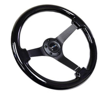 Load image into Gallery viewer, NRG Reinforced Steering Wheel 350mm Classic Black Wood Grain Wheel 3 Inch Deep 3-Spoke Center Black Chrome - eliteracefab.com