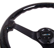 Load image into Gallery viewer, NRG Reinforced Steering Wheel 350mm Classic Black Sparkled Wood Grain Wheel 3 Inch Deep 4mm3-Spoke Center Black - eliteracefab.com