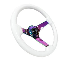 Load image into Gallery viewer, NRG Reinforced Steering Wheel 350mm Classic White Wood Grain Wheel 3 Inch Deep 4mm 3-Spoke Center Neochrome - eliteracefab.com