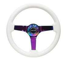 Load image into Gallery viewer, NRG Reinforced Steering Wheel 350mm Classic White Wood Grain Wheel 3 Inch Deep 4mm 3-Spoke Center Neochrome - eliteracefab.com