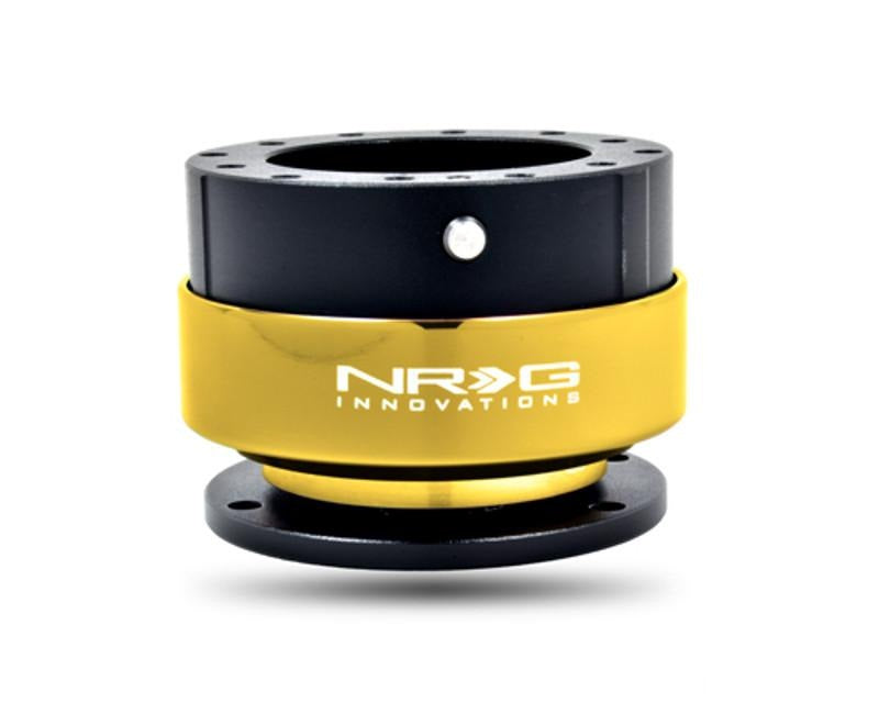 NRG Quick Release Gen 2.5 Black Body Chrome Gold Ring - eliteracefab.com