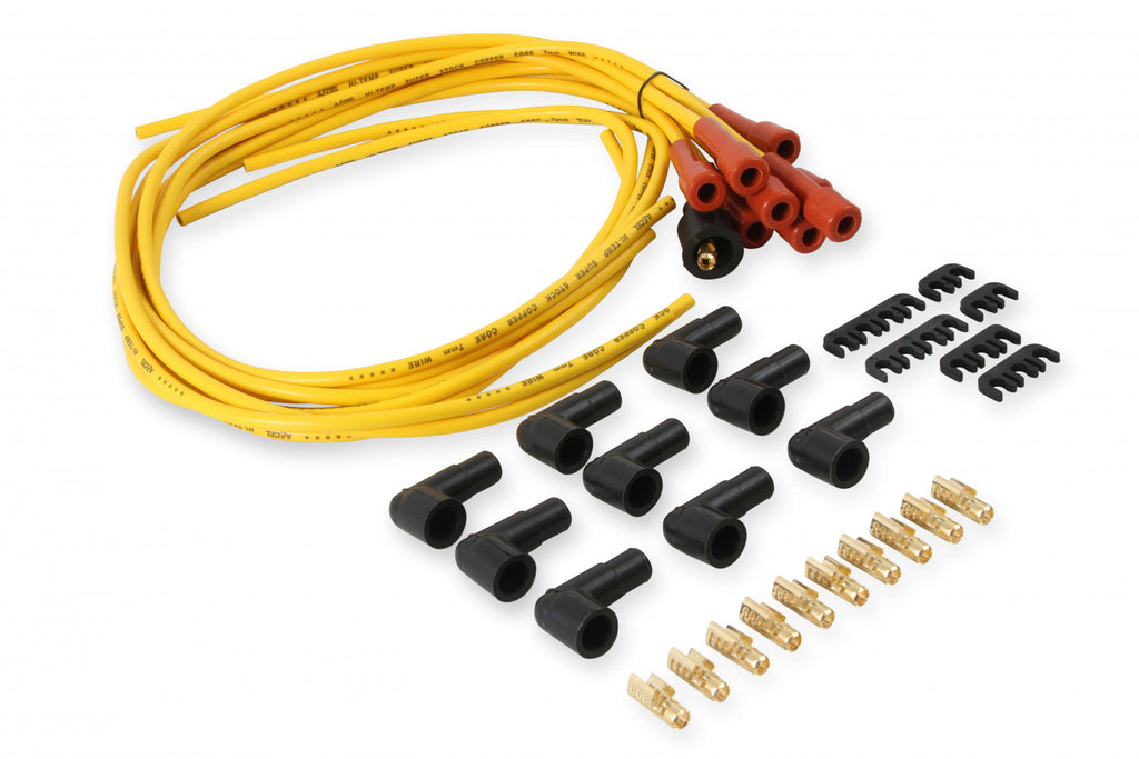 ACCEL Spark Plug Wire Set - 7mm - Super Stock with Copper Core - Universal Straight Boots - Yellow - eliteracefab.com