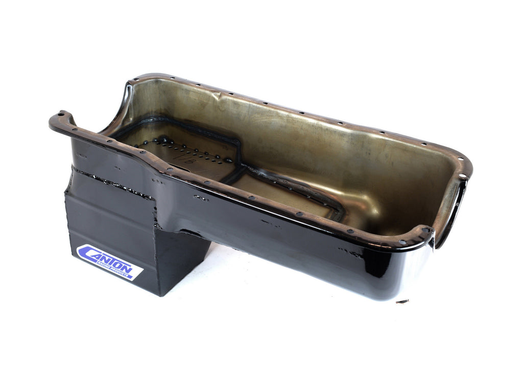 Canton 16-670 Oil Pan 351W Ford 66-77 Bronco Rear Sump Oil Pan Black Powder Coat - eliteracefab.com