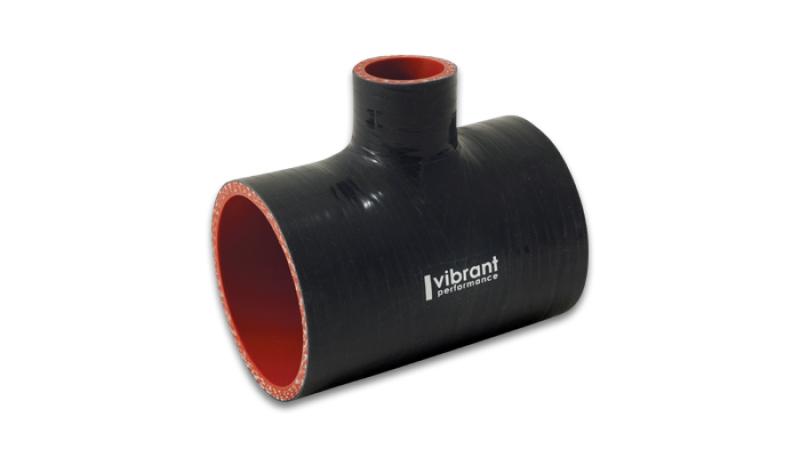 Vibrant 4 Ply Reinforced Silicone T Adapter - 3in Outlet ID x 4in OAL x 1in Branch ID (BLACK) - eliteracefab.com