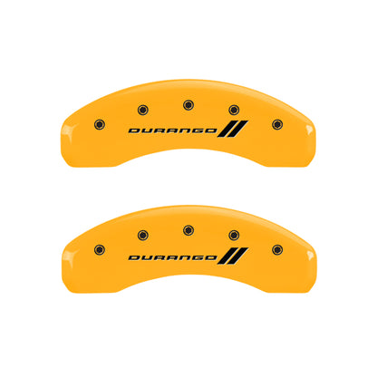 MGP 4 Caliper Covers Engraved F & R w/ Stripes/Durango Yellow Finish Black Char 2007 Dodge Durango MGP