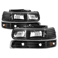 Load image into Gallery viewer, Xtune Chevy TahOE 00-06 Amber Crystal Headlights w/ Bumper Lights Black HD-JH-CSIL99-SET-AM-BK - eliteracefab.com