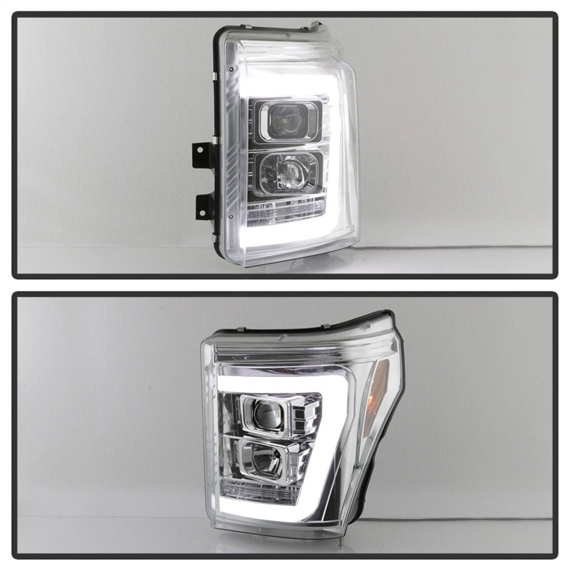 Spyder 11-16 Ford F-250/F-350 V2 Projector Headlights - Light Bar DRL - Chrome PRO-YD-FS11V2-LB-C - eliteracefab.com