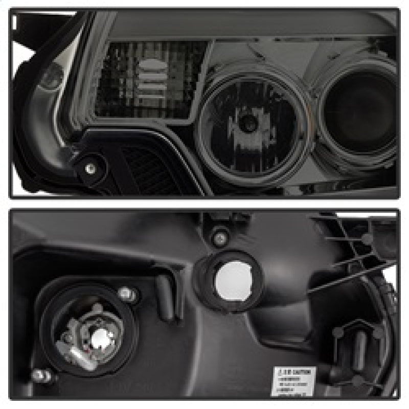 Spyder Toyota Tacoma 12-16 Projector Headlights Light Bar DRL Smoke PRO-YD-TT12-LBDRL-SM - eliteracefab.com