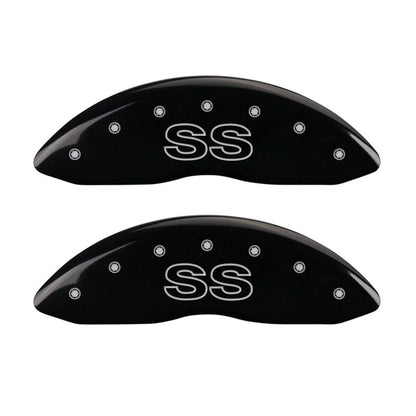 MGP 4 Caliper Covers Engraved Front & Rear Classic/SS Black finish silver ch MGP