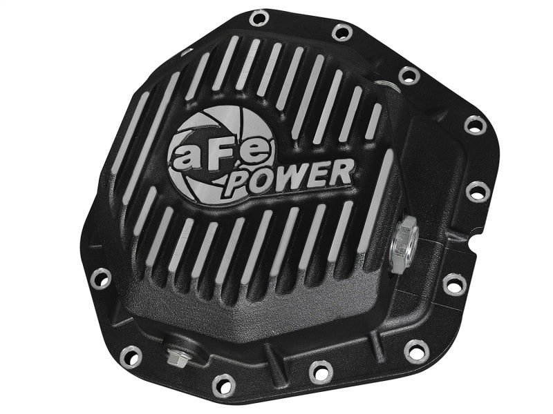 aFe Power Rear Diff Cover Black w/Machined Fins 17 Ford F-350/F-450 6.7L (td) Dana M300-14 (Dually) - eliteracefab.com