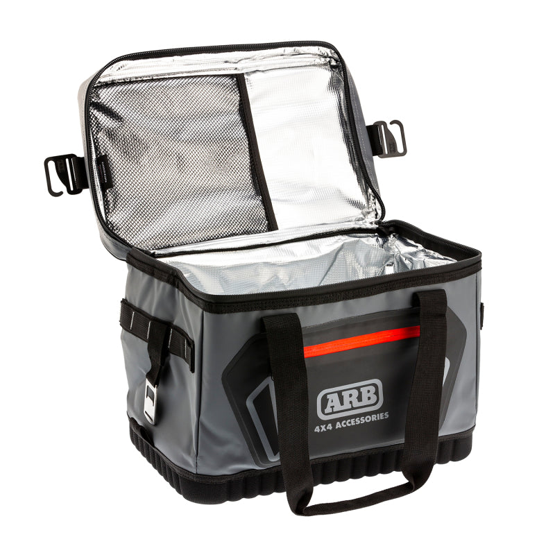 ARB Cooler Bag Charcoal w/ Red Highlights 15in L x 11in W x 9in H Holds 22 Cans - eliteracefab.com