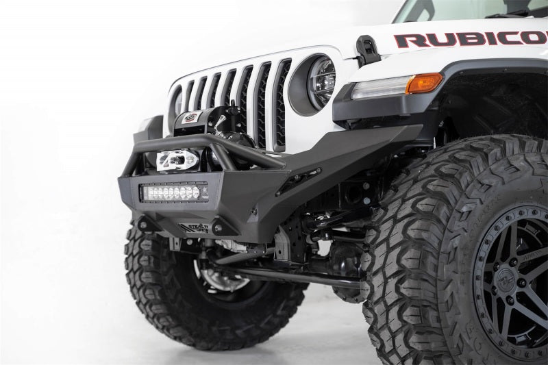 Addictive Desert Designs 2020 Jeep Gladiator JT Stealth Fighter Front Bump w/ Top Hoop & Winch Mount - eliteracefab.com