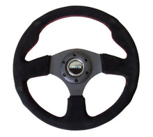 Load image into Gallery viewer, NRG Reinforced Steering Wheel 320mm Sport Suede Steering Wheel Red Stitch - eliteracefab.com