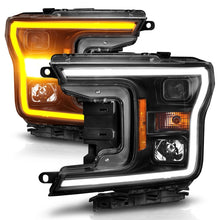 Load image into Gallery viewer, ANZO 2018-2020 Ford F-150 Projector Headlight w/ Plank Style Switchback Black Housing - eliteracefab.com