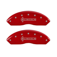 MGP 4 Caliper Covers Engraved Front Lincoln Engraved Rear MKZ Red finish silver ch - eliteracefab.com