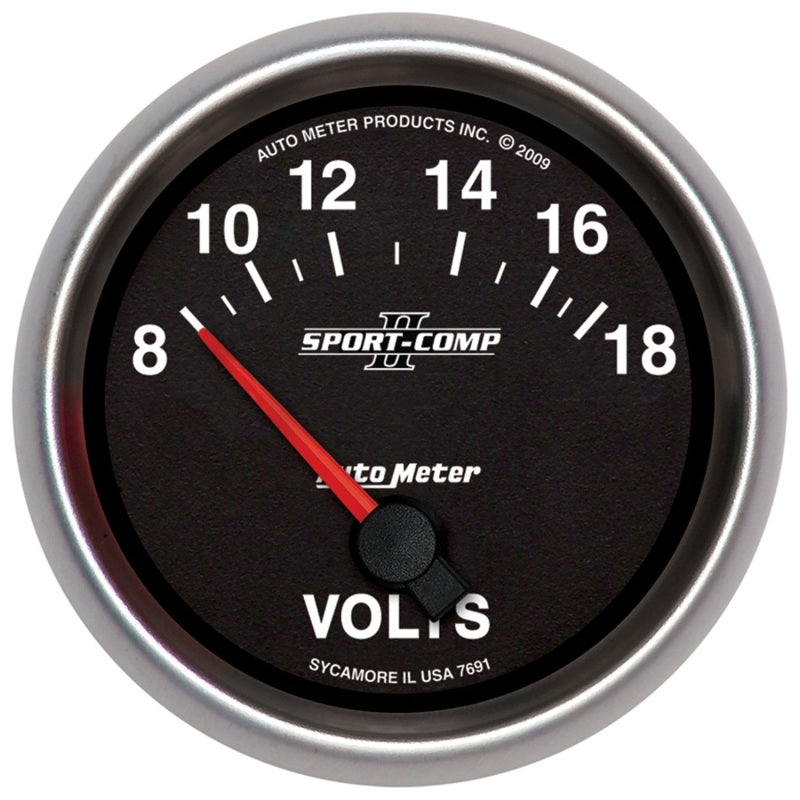 Autometer Sport-Comp II 2-5/8in 18V Electrical Voltmeter Gauge 7691