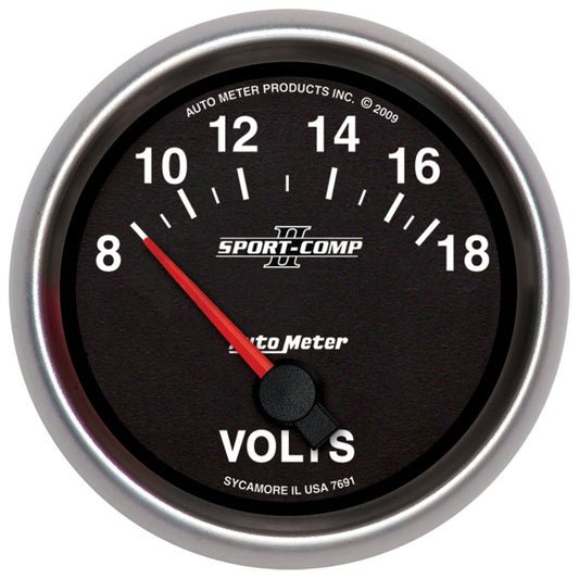 Autometer Sport-Comp II 2-5/8in 18V Electrical Voltmeter Gauge 7691