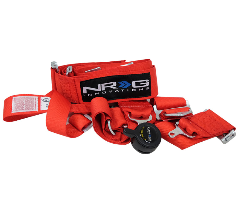 NRG SFI 16.1 5PT 3in. Seat Belt Harness / Cam Lock - Red - eliteracefab.com