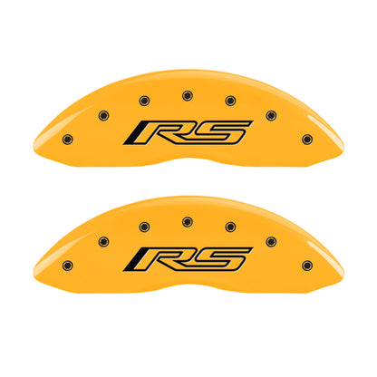 MGP 4 Caliper Covers Engraved Front & Rear Gen 5/RS Yellow finish black ch MGP