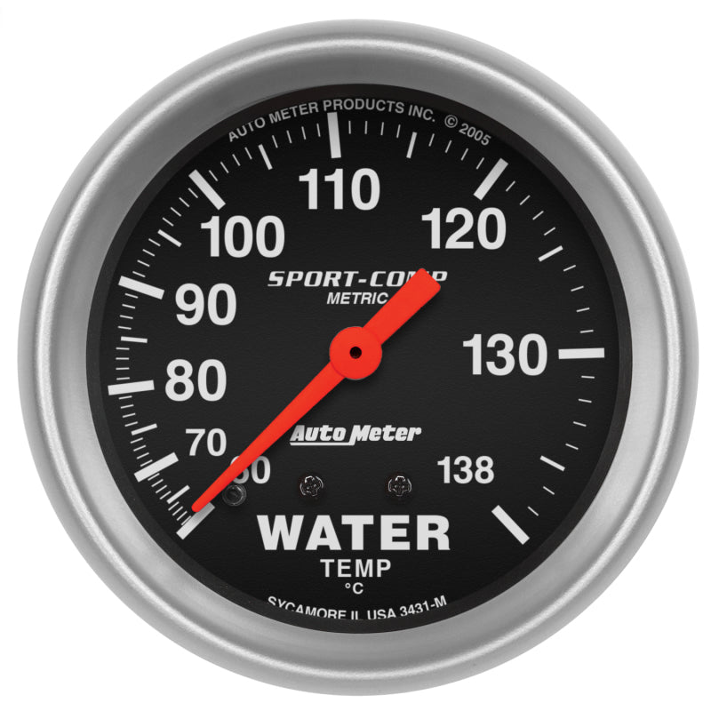 Autometer 2-5/8in 60-140 Degree C Mechanical Water Temperature Sport-Comp Gauge 3431-M