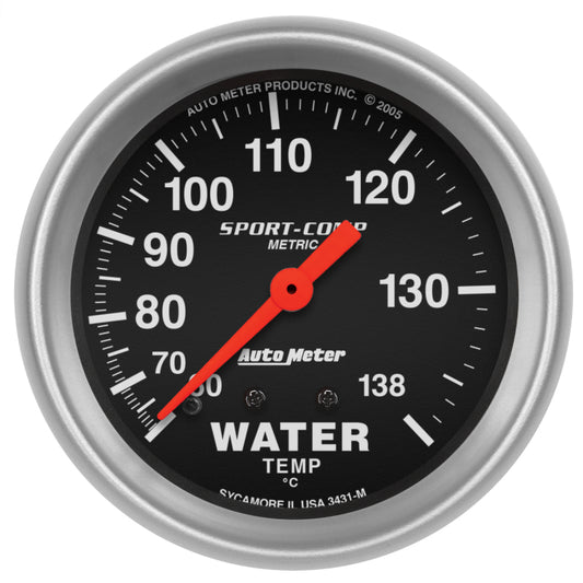 Autometer 2-5/8in 60-140 Degree C Mechanical Water Temperature Sport-Comp Gauge 3431-M