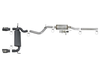 aFe Rebel Series 2.5in 409 SS Cat-Back Exhaust w/ Black Tips 2007+ Jeep Wrangler (JK) V6 3.6L/3.8L - eliteracefab.com