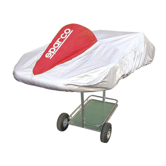 Sparco Kart Cover Silver/Red - eliteracefab.com