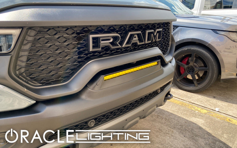 ORACLE Lighting 19-22 RAM Rebel/TRX Front Bumper Flush LED Light Bar System - Yellow - eliteracefab.com