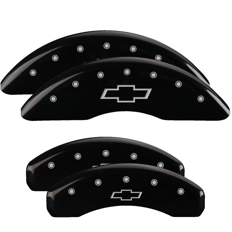 MGP 4 Caliper Covers Engraved Front & Rear Bowtie Black finish silver ch MGP