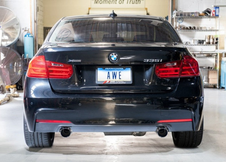 AWE Tuning BMW F3X 335i/435i Touring Edition Axle-Back Exhaust - Chrome Silver Tips (90mm) - eliteracefab.com