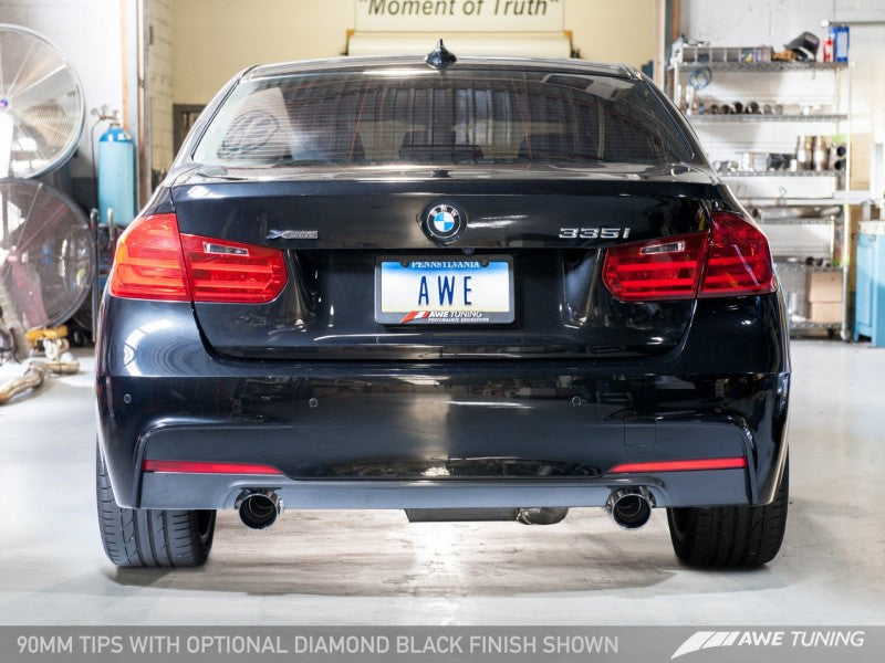 AWE Tuning BMW F3X 335i/435i Touring Edition Axle-Back Exhaust - Diamond Black Tips (90mm) - eliteracefab.com