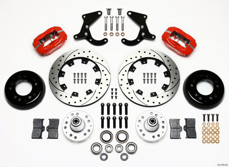 Wilwood Forged Dynalite Front Kit 12.19in Drilled Red 55-57 Chevy Wilwood