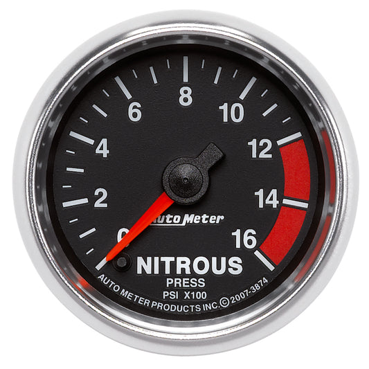 Autometer GS 2 1/16in. 1600PSI Nitrous Fuel Pressure Gauge 3874