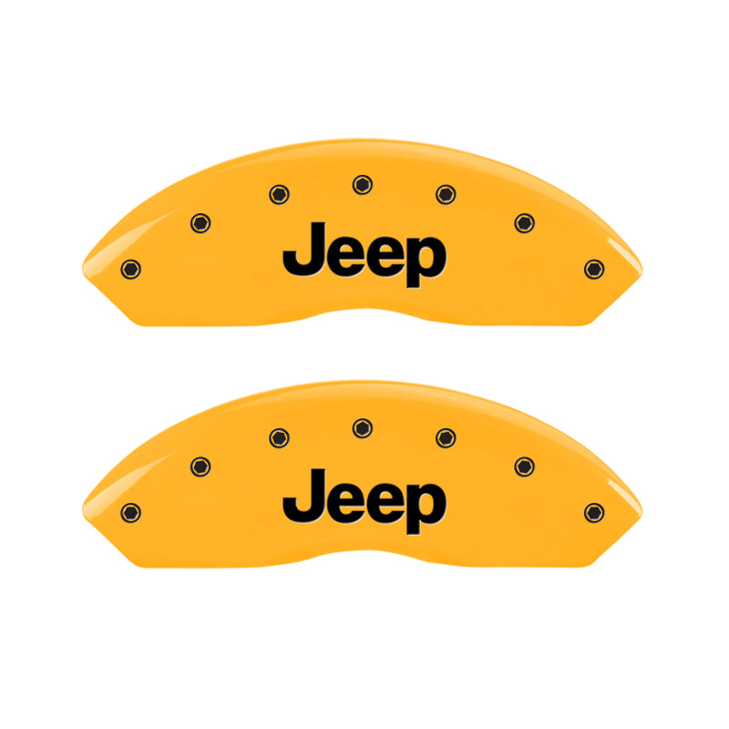 MGP 4 Caliper Covers Engraved Front & Rear Jeep Yellow Finish Black Char 2006 Jeep Wrangler MGP