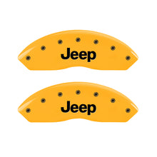 Load image into Gallery viewer, MGP 4 Caliper Covers Engraved Front &amp; Rear Jeep Yellow Finish Black Char 2006 Jeep Wrangler