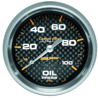 Autometer Ultra-Lite 2.625in Mechanical 100 PSI Oil Pressure Gauge - Carbon Fiber 4821