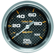 Load image into Gallery viewer, Autometer Ultra-Lite 2.625in Mechanical 100 PSI Oil Pressure Gauge - Carbon Fiber