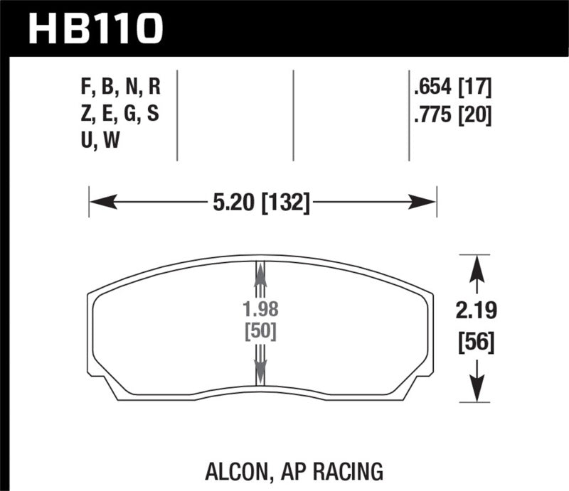 Hawk HPS 5.0 AP Racing w/ 0.654 Thickness Performance Street Brake Pads - eliteracefab.com