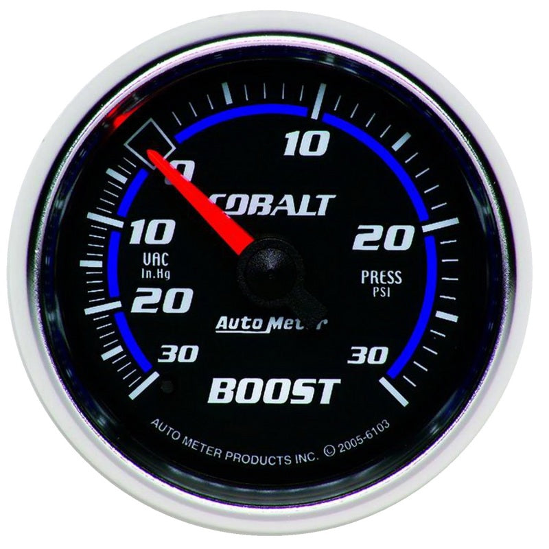 AutoMeter GAUGE; VAC/BOOST; 2 1/16in.; 30INHG-30PSI; MECHANICAL; COBALT - eliteracefab.com