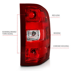 ANZO 2007-2013 Chevy Silverado Taillight Red/Clear Lens (OE Replacement) - eliteracefab.com