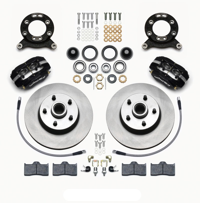 Wilwood Forged Dynalite-M Front Kit 11.30in 1 PC Rotor&Hub 1965-1969 Mustang Disc & Drum Spindle - eliteracefab.com