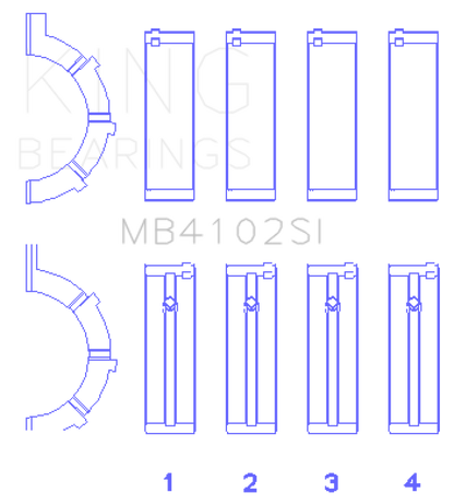 King Chrysler 226 3.7L (Size .026) Crankshaft Main Bearings (Set of 4)