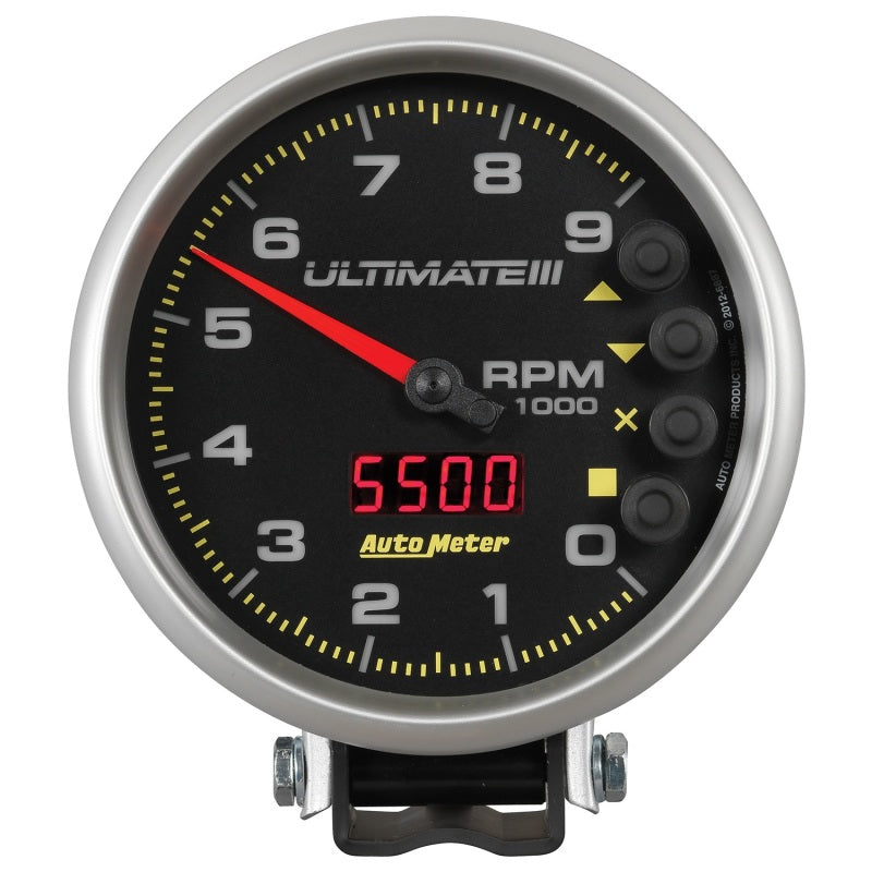 Autometer 5 inch Ultimate III Playback Tachometer 9000 RPM - Black 6887