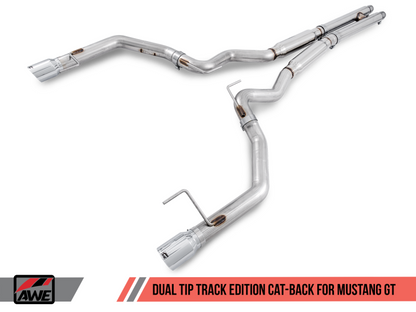AWE Tuning S550 Mustang GT Cat-back Exhaust - Track Edition (Chrome Silver Tips) AWE Tuning