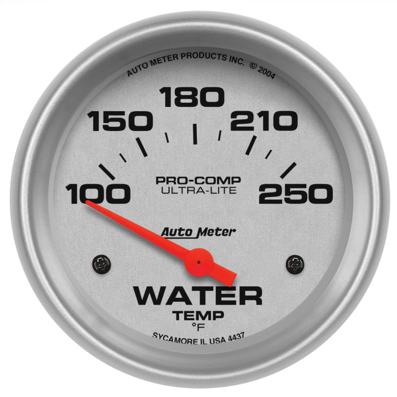Autometer Ultra-Lite 66.7mm Short Sweep Electronic 100-250 Degree Water Temperature Gauge 4437