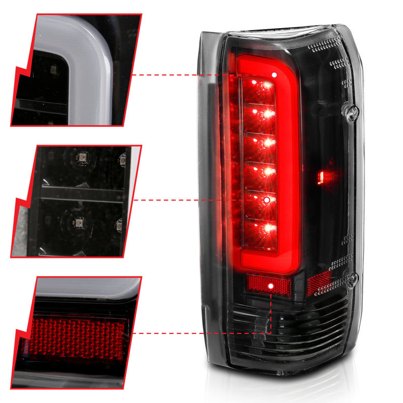 ANZO 1987-1996 Ford F-150 LED Taillights Black Housing Clear Lens (Pair) - eliteracefab.com