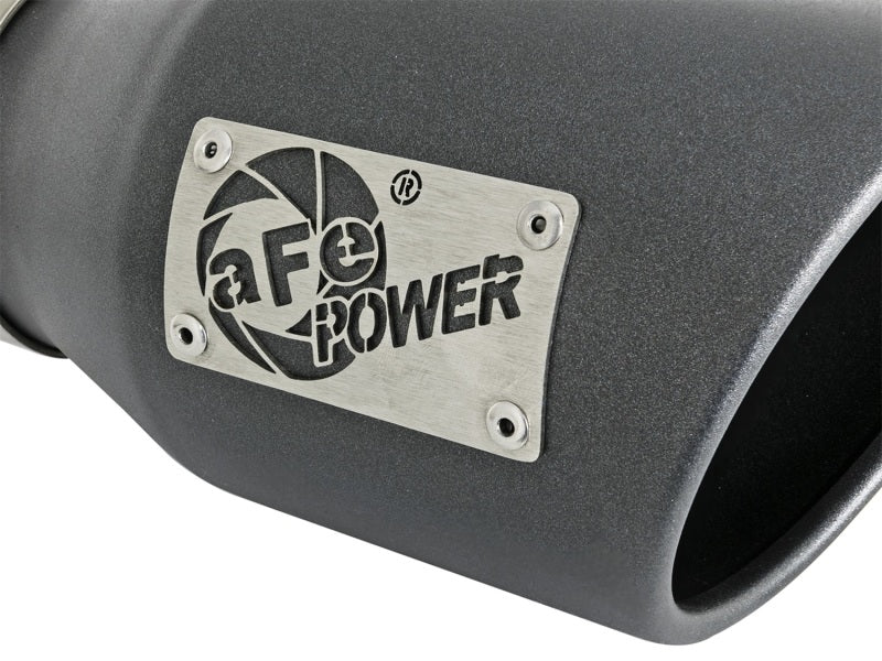 aFe MACH Force-Xp 3in 304 SS Metallic Black Exhaust Tip 3in In x 4-1/2in Out x 9in L Bolt-On Left aFe