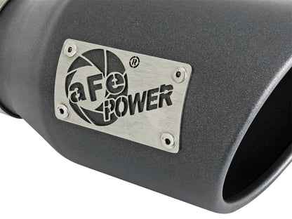aFe MACH Force-Xp 3in 304 SS Metallic Black Exhaust Tip 3in In x 4-1/2in Out x 9in L Bolt-On Left aFe