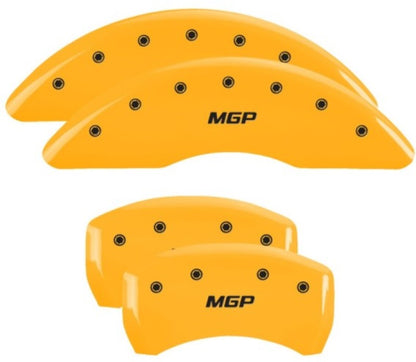 MGP 4 Caliper Covers Engraved Front & Rear MGP Yellow Finish Black Char 2019 Volkswagen Atlas MGP